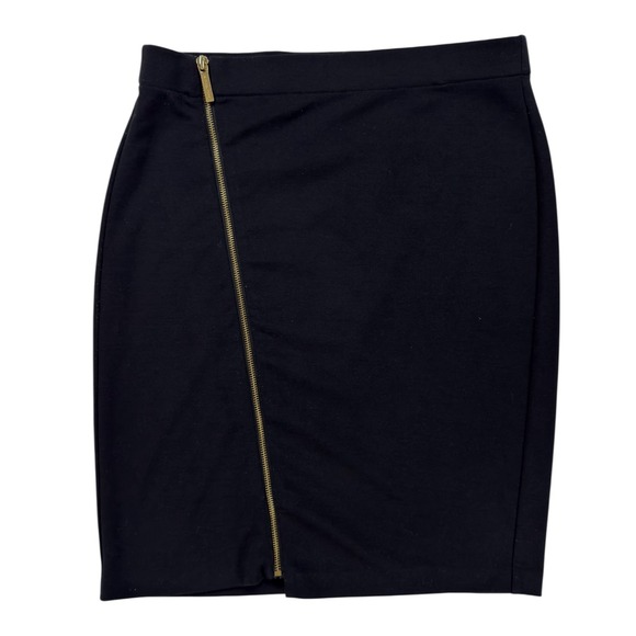 Michael Kors Dresses & Skirts - Michael Kors Pencil Skirt 8 Black Asymmetrical Gold Zipper Capsule Wardrobe Chic